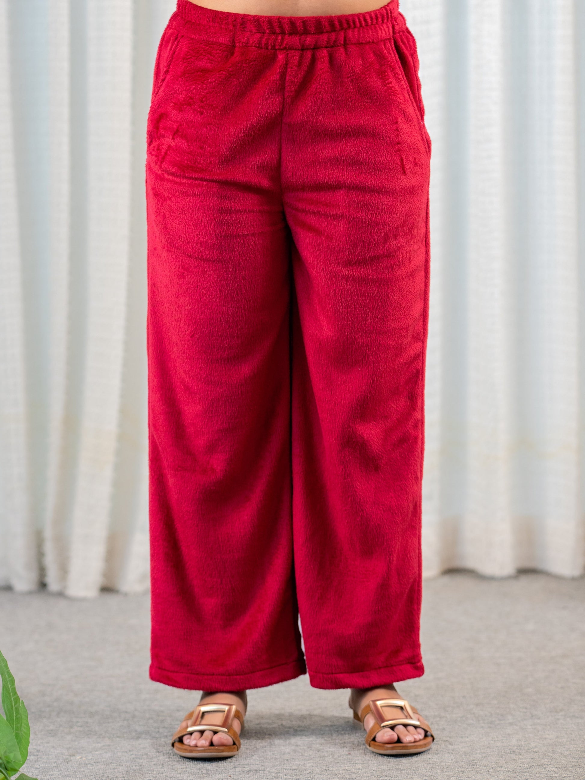 Super Soft Maroon Classic Pleated Woollen Set