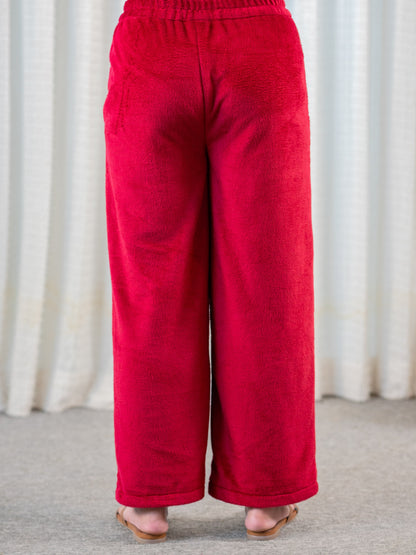 Super Soft Maroon Classic Pleated Woollen Set