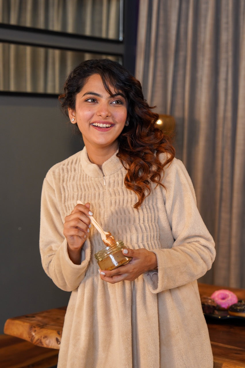 Super Soft Beige pleated Woollen Maxi