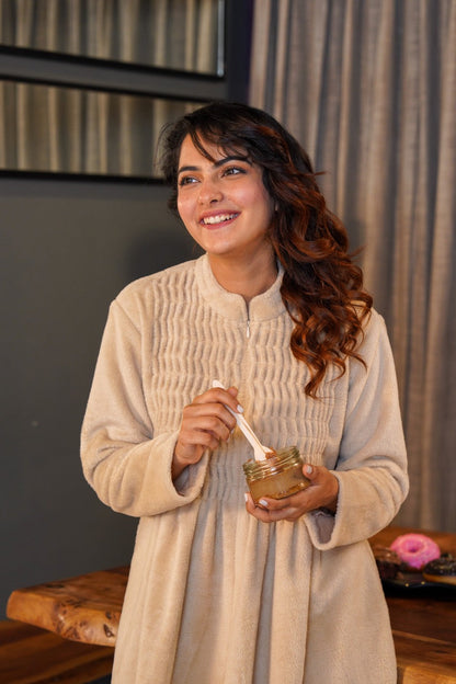 Super Soft Beige pleated Woollen Maxi