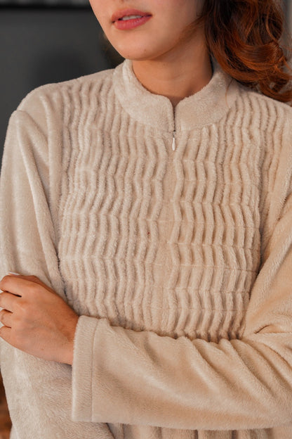 Super Soft Beige pleated Woollen Maxi