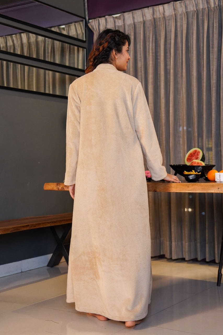 Super Soft Beige pleated Woollen Maxi