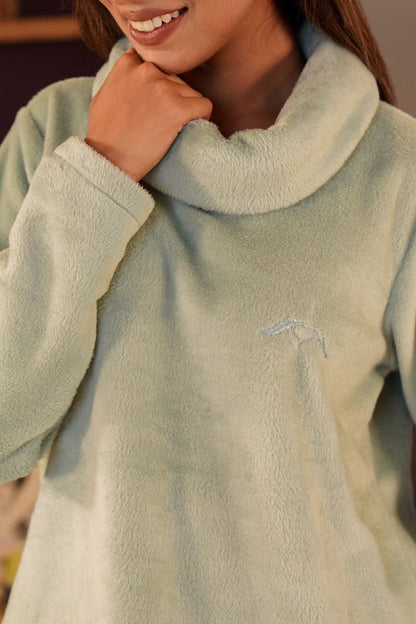 High Neck Super Soft Turquoise Woollen Set