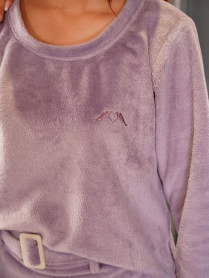 Lavender Super Soft Woollen Top & Skirt Set