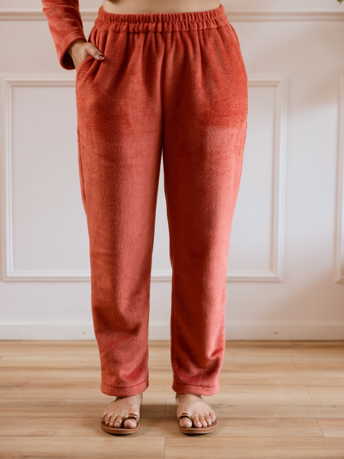 Cross Neck Super Soft Rust Woollen Set