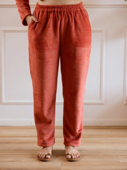 Cross Neck Super Soft Rust Woollen Set