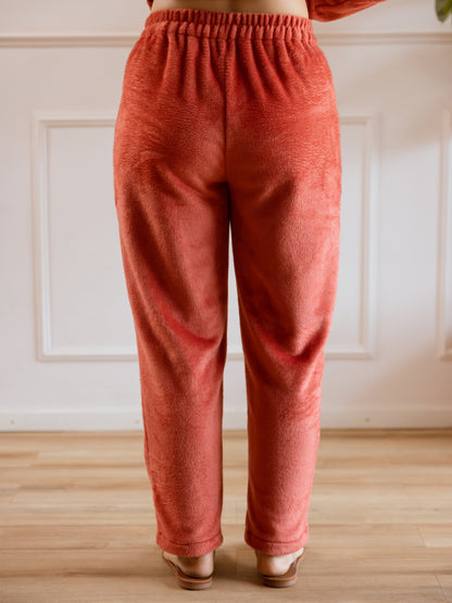 Cross Neck Super Soft Rust Woollen Set