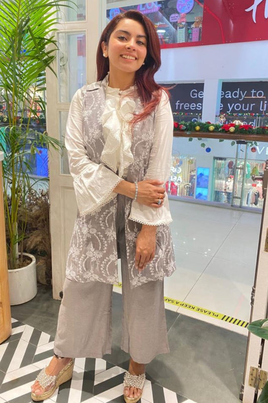 Tiare Wool Grey Jacket Co-Ord Set