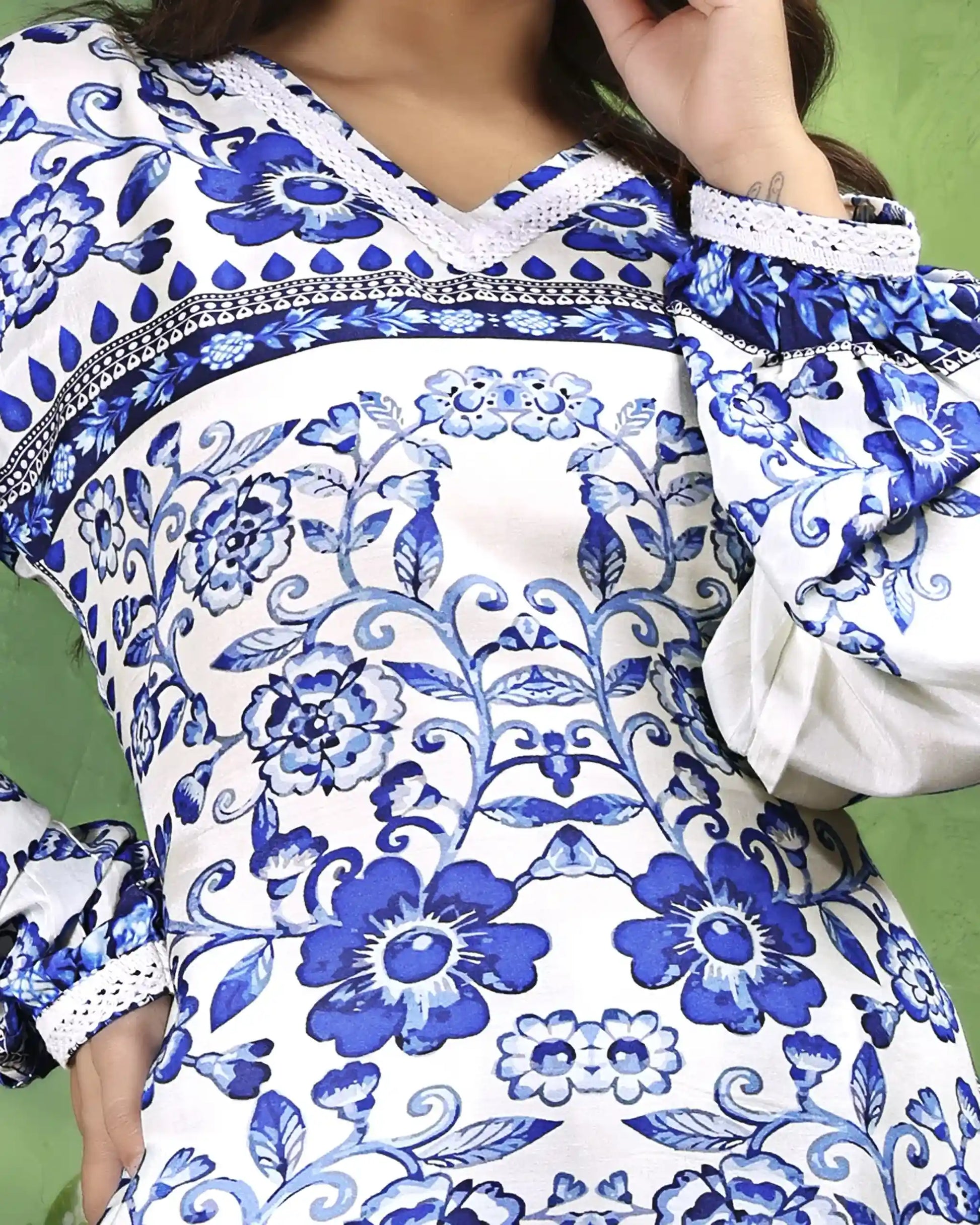 Positano Blue & White Floral Print Co-ord set