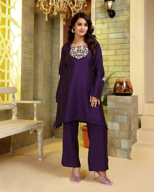 Haze Purple Handwork Co-ord Set
