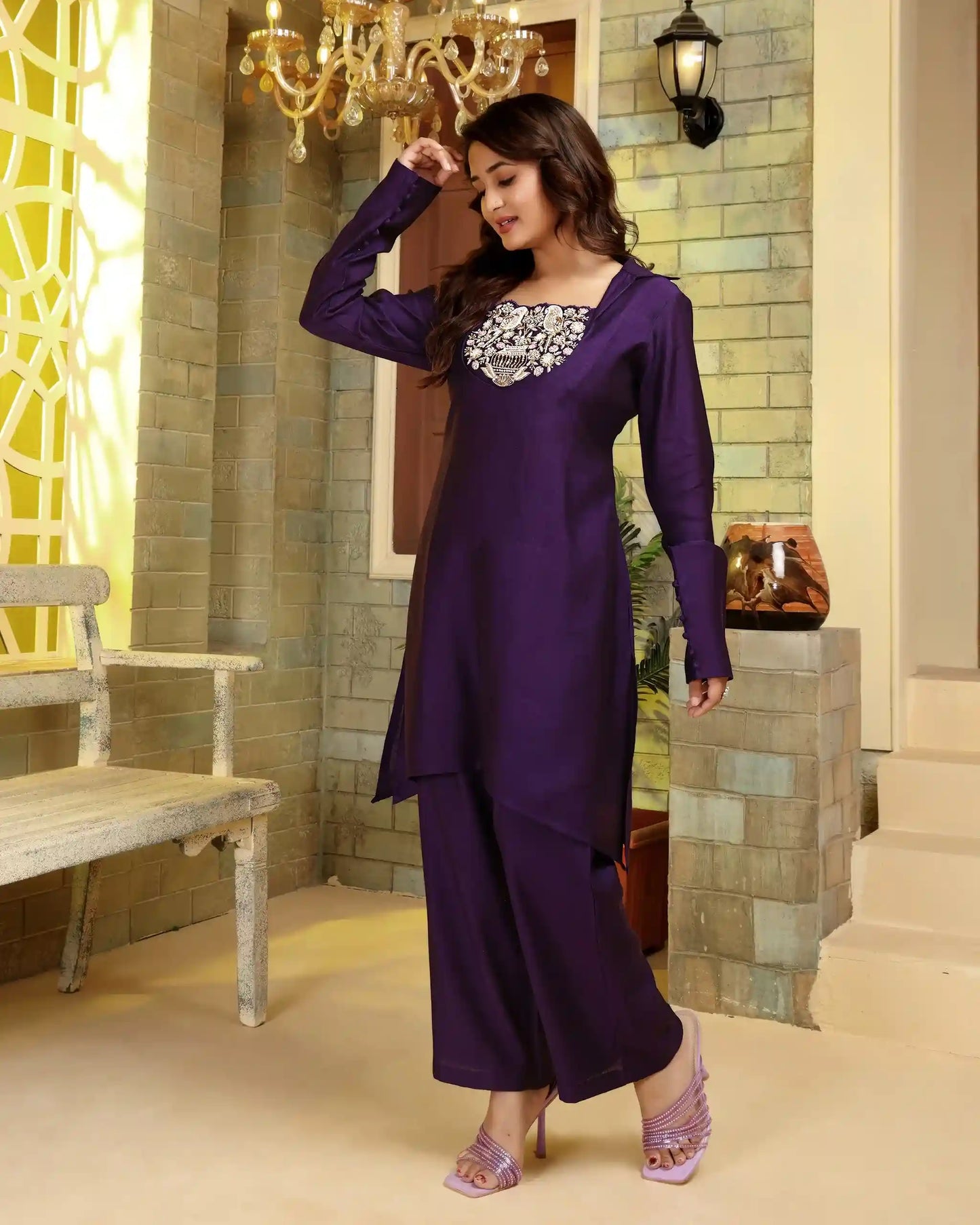 Haze Purple Handwork Co-ord Set