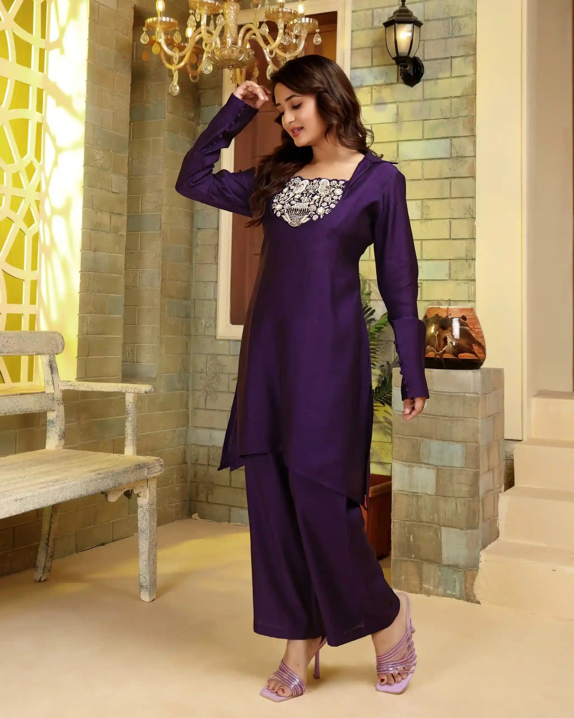 Haze Purple Handwork Co-ord Set