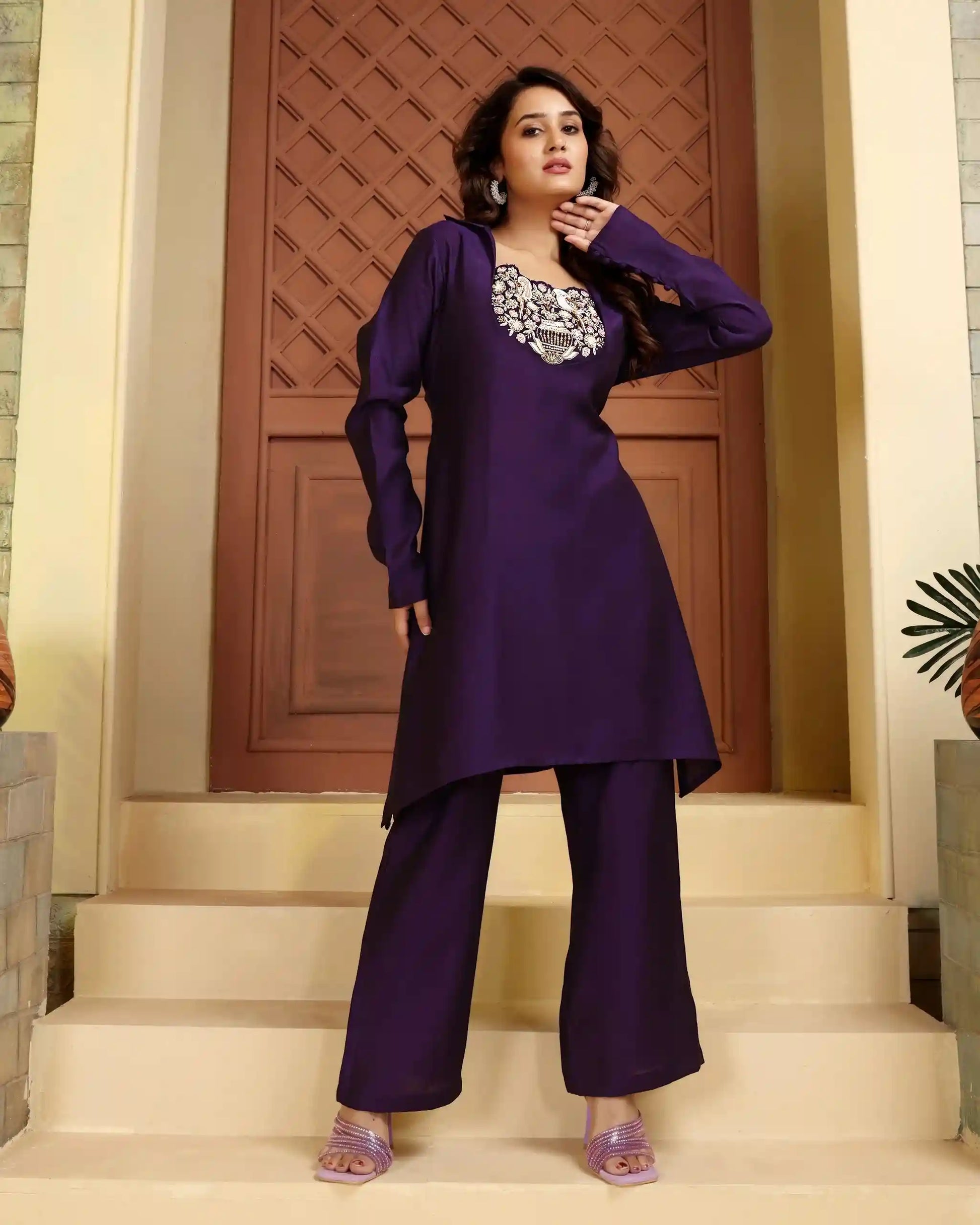 Haze Purple Handwork Co-ord Set