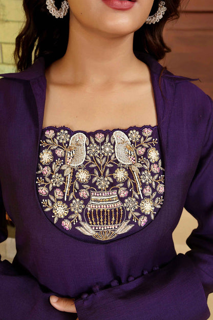 Haze Purple Handwork Co-ord Set