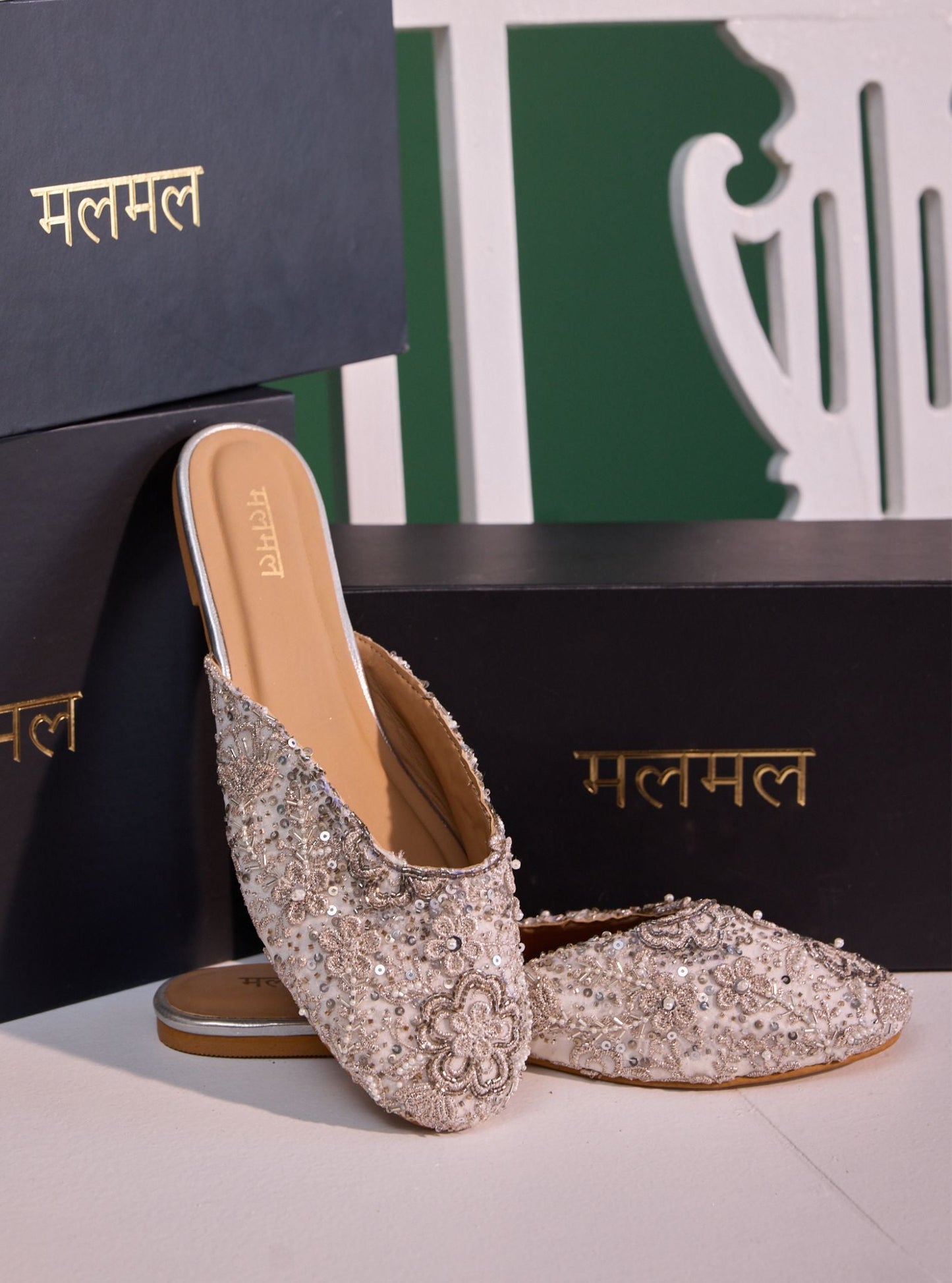 Rhida Silver Vegan Open Back Jutti